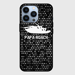 Чехол для iPhone 13 Pro Papa Roach glitch на темном фоне, цвет: 3D-черный