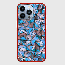 Чехол для iPhone 13 Pro Маленькие синие треугольники, цвет: 3D-красный