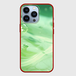 Чехол для iPhone 13 Pro Зеленая вода с пузырями, цвет: 3D-красный