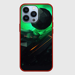 Чехол для iPhone 13 Pro Зеленые фантазии в абстракции, цвет: 3D-красный