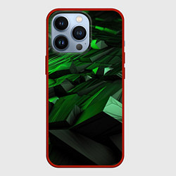 Чехол для iPhone 13 Pro Вихри зелени в абстракции, цвет: 3D-красный