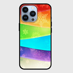 Чехол для iPhone 13 Pro Абстрактный разноцветный волнистый фон со снежинка, цвет: 3D-черный