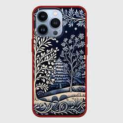Чехол для iPhone 13 Pro Ледяные узоры нового года, цвет: 3D-красный