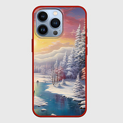 Чехол для iPhone 13 Pro Сказочное сияние нового года, цвет: 3D-красный