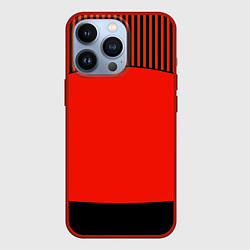 Чехол для iPhone 13 Pro Оранжево черный комбинированный узор в полоску, цвет: 3D-красный