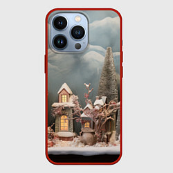 Чехол для iPhone 13 Pro Рождественские огни на деревьях, цвет: 3D-красный
