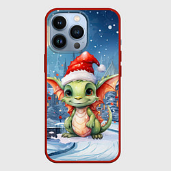 Чехол для iPhone 13 Pro Дракон зимний праздник, цвет: 3D-красный