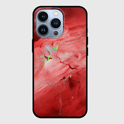 Чехол для iPhone 13 Pro Красный мрамор, цвет: 3D-черный