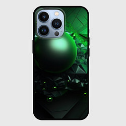 Чехол для iPhone 13 Pro Абстрактный зеленый шар, цвет: 3D-черный