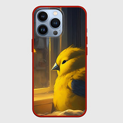 Чехол для iPhone 13 Pro Дождь и жёлтая птица, цвет: 3D-красный