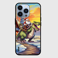 Чехол для iPhone 13 Pro Санта едет на драконе, цвет: 3D-черный
