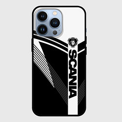 Чехол для iPhone 13 Pro Scania логотип на абстрактном фоне, цвет: 3D-черный