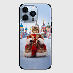 Чехол для iPhone 13 Pro Новогодняя кошечка в пальто, цвет: 3D-черный