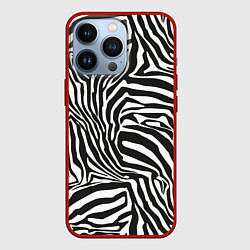 Чехол для iPhone 13 Pro Шкура зебры черно - белая графика, цвет: 3D-красный