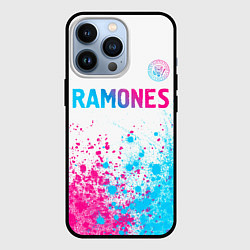 Чехол iPhone 13 Pro Ramones neon gradient style посередине