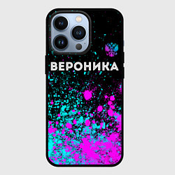 Чехол для iPhone 13 Pro Вероника и неоновый герб России посередине, цвет: 3D-черный