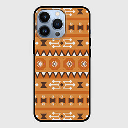 Чехол для iPhone 13 Pro Brown tribal geometric, цвет: 3D-черный