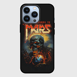 Чехол для iPhone 13 Pro Thirty seconds to mars skull, цвет: 3D-черный