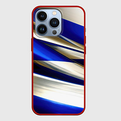 Чехол для iPhone 13 Pro Blue white abstract, цвет: 3D-красный