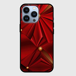 Чехол для iPhone 13 Pro Красный материал со складками, цвет: 3D-черный
