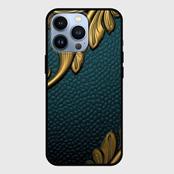 Чехол iPhone 13 Pro Золотистые листочки абстракт