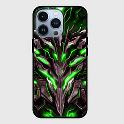 Чехол для iPhone 13 Pro Зелёная кибер броня, цвет: 3D-черный