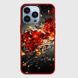 Чехол для iPhone 13 Pro Желтые и черные осколки после взрыва, цвет: 3D-красный