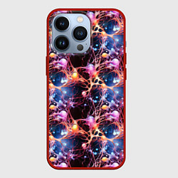 Чехол для iPhone 13 Pro Узор нейронные связи, цвет: 3D-красный