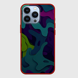 Чехол для iPhone 13 Pro Неопределенный яркий камуфляж, цвет: 3D-красный