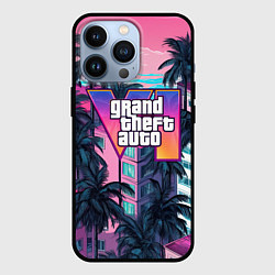 Чехол для iPhone 13 Pro GTA 6 Vice logo, цвет: 3D-черный