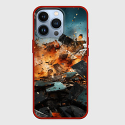 Чехол для iPhone 13 Pro Взрыв плит абстракция, цвет: 3D-красный