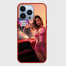 Чехол для iPhone 13 Pro GTA 6 girl vice city, цвет: 3D-красный