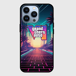 Чехол для iPhone 13 Pro GTA 6 night city logo, цвет: 3D-черный