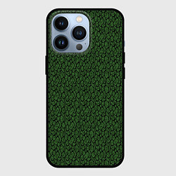 Чехол для iPhone 13 Pro Тёмно-зелёный паттерн, цвет: 3D-черный