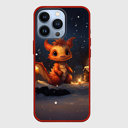 Чехол для iPhone 13 Pro Маленький дракон и снег, цвет: 3D-красный