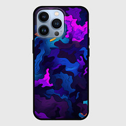 Чехол для iPhone 13 Pro Яркие кислотная разноцветные пятна в виде камуфляж, цвет: 3D-черный