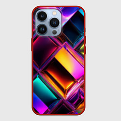 Чехол для iPhone 13 Pro Цветные стеклянные блоки - неоновый геометричный у, цвет: 3D-красный