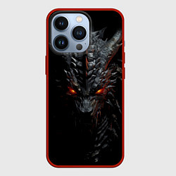 Чехол для iPhone 13 Pro Черный пещерный дракон символ 2024, цвет: 3D-красный