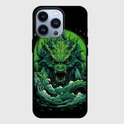 Чехол для iPhone 13 Pro Зеленый яркий неоновый дракон 2024 год, цвет: 3D-черный