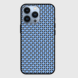 Чехол для iPhone 13 Pro Паттерн сетка голубой, цвет: 3D-черный