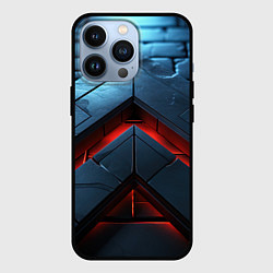 Чехол для iPhone 13 Pro Объемная плитка с красным свечением, цвет: 3D-черный