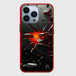 Чехол для iPhone 13 Pro Взрыв и черные камни, цвет: 3D-красный