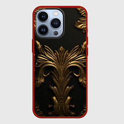 Чехол для iPhone 13 Pro Темные золотые узоры, цвет: 3D-красный