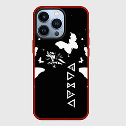 Чехол для iPhone 13 Pro Ведьмак белые бабочки цирилла, цвет: 3D-красный