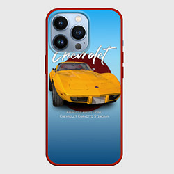 Чехол для iPhone 13 Pro Американский маслкар Chevrolet Corvette, цвет: 3D-красный