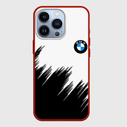 Чехол для iPhone 13 Pro BMW чёрные штрихи текстура, цвет: 3D-красный