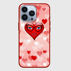 Чехол для iPhone 13 Pro Сердце в очках, цвет: 3D-красный