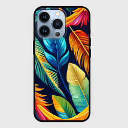 Чехол для iPhone 13 Pro Пёстрые пёрышки попугаев, цвет: 3D-черный