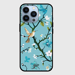 Чехол для iPhone 13 Pro Колибри ветка цветущего сада, цвет: 3D-черный