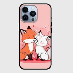 Чехол для iPhone 13 Pro Влюбленные милые лисички, цвет: 3D-черный